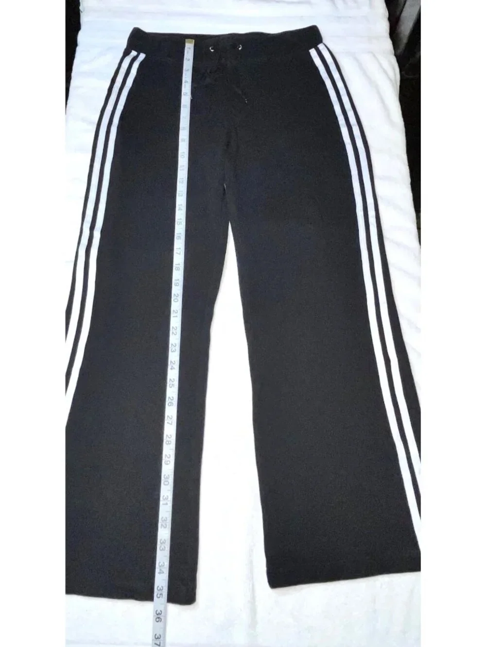 Black GW Sport Track Pants With White Stripes Large Flare Leg